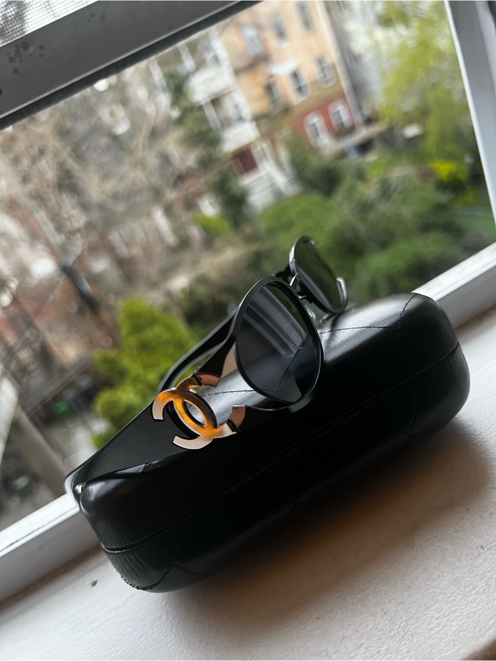 CHANEL Black Sunglasses with Gold CC Logo